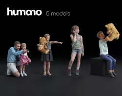 Humano 5-Pack - PEOPLE - CASUAL - HOME - 5x 3d models 050A 3D Model Collection