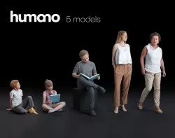 Humano 5-Pack - PEOPLE - CASUAL - HOME - 5x 3d models 050B 3D Model Collection