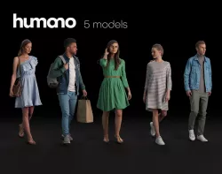 Humano 5-Pack - PEOPLE - DIVERSE - STREET - 5x 3D models 04B 3D Model Collection