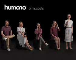 Humano 5-Pack - PEOPLE - DIVERSE - STREET - 5x 3D models 04D 3D Model Collection
