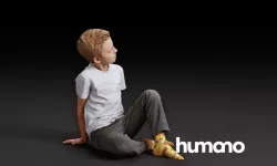 Humano Boy Sitting and looking 0507 3D model