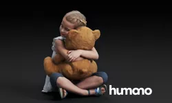 Humano Girl hugging a teddy bear  0503 3D model