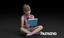 Humano Girl Sitting and reading a book 0509 3D model