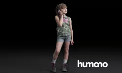 Humano Girl standing and calling 0508 3D model