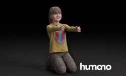 Humano Kneeling girl with outstretched arms 0510 3D model