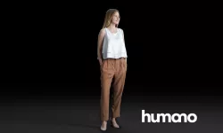 Humano Young woman standing and looking 0518 3D model