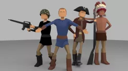 Low Poly Character Lot With Four Characters Low-poly  3D model