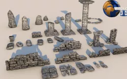 Lowpoly Concrete Rock Tile Collection Pack 3D Model Low-poly  3D model