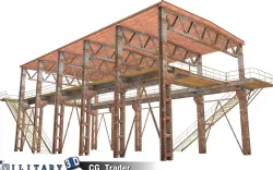 lowpoly Military Hanger Warehouse 3D Model Low-poly  3D model