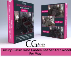 Luxury Classic Rose Garden Bed Set Arch Model For Vray 3D model