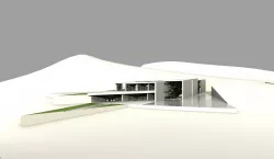 Modern Hillside House Free low-poly  3D model