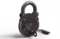 Old Padlock With Key Low-poly  3D model