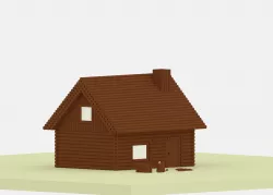 Simple Cartoon Log Cabin Low-poly  3D model