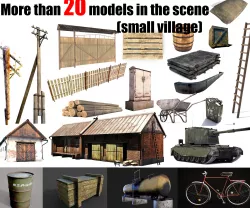 Small village More than 20 models in the scene  Low-poly  3D model
