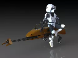 STAR WARS - Scout Trooper with Bike Low-poly  3D model