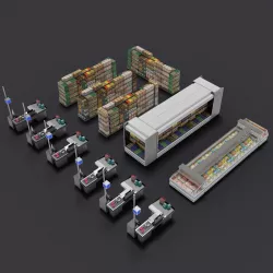 supermarket shop store builder 3D kitbash elements 3D model