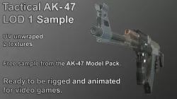 Tactical AK-47 LOD 1 Sample Free low-poly  3D model