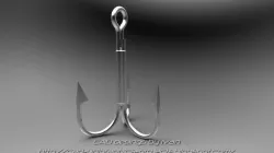 Three hook fishing hook Free 3D model