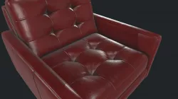 Tufted Red Leather Arm Chair 3D model