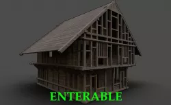 Viking Medieval House - Enterable Low-poly  3D model