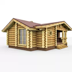 Wooden Roundbar House 3D model