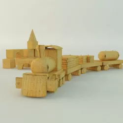 Wooden Train Free 3D model