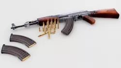 AK-47 with Bullets and Two Cartridges Free low-poly  3D model