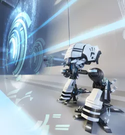 black n white mech robot rigged Free 3D model