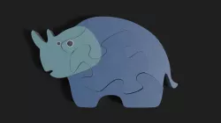 Hippo puzzle Free 3D model