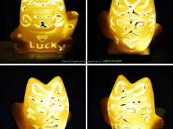 Lucky Cat Lamps carved