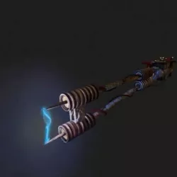 Rusty Stun Spear powered by an old car battery Free low-poly  3D model