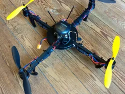 3D printed quadrotor with wood arms.