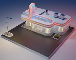 77 diner cafe  Low-poly  3D model