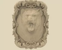 Bear in frame wall decor 3d stl models for artcam and aspire 3D model
