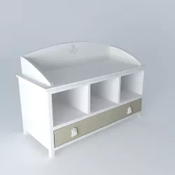 Bench white child POOH Maisons du monde 3D model