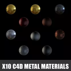 C4D Metal Material Pack x10 Texture
