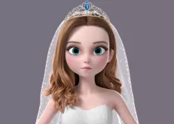 Cartoon Bride NoRig 3D model