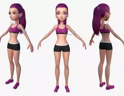 Cartoon Sport Girl Low-poly  3D model