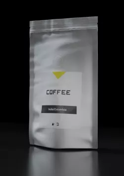Coffee bag pack with filter valve Small package with label 3D model