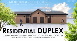Duplex Residential Architecture and Development with CAD  Plan 3D model