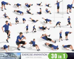 Exercise Animations Bundle  Low-poly  3D model