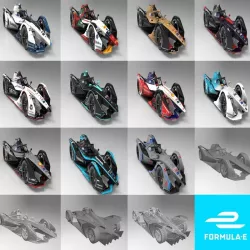 Formula E 2018-2019 ALL TEAM  11 CAR PACK Low-poly  3D model
