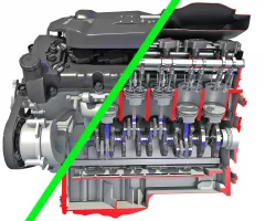 Full and Cutaway V12 Engine 3D model
