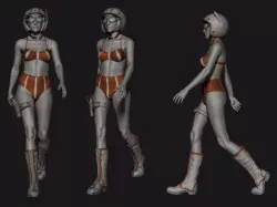 Heroic Female Character in A and Walking Poses 3D model