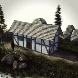 High Quality Medieval house - Building E Low-poly  3D model