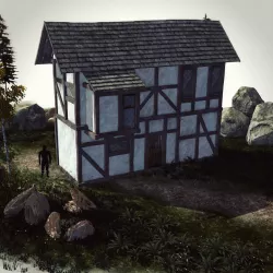 High Quality Medieval house - Building F Low-poly  3D model