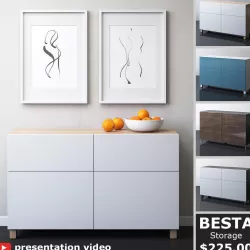 IKEA BESTA Storage combination with doors and drawers 3D model