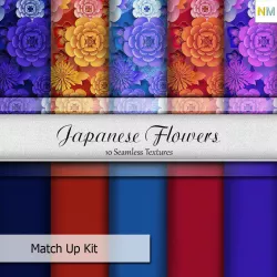 Japanese Flowers Seamless Textures Set Texture
