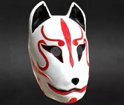 Japanese Kitsune Fox Mask Low-poly  3D model
