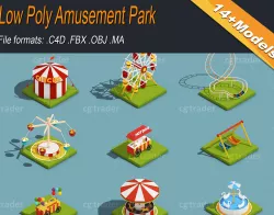 Low Poly Amusement Park Isometric Icon Low-poly  3D model